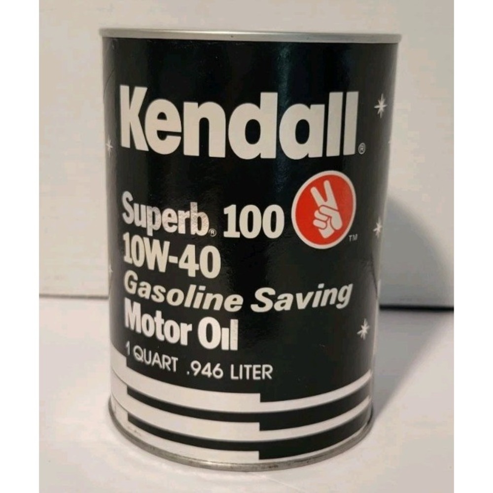 Vintage Oil Can Kendall Superb 100 Motor Oil 1 Qt Can 10W-40 NOS Sealed Full Can